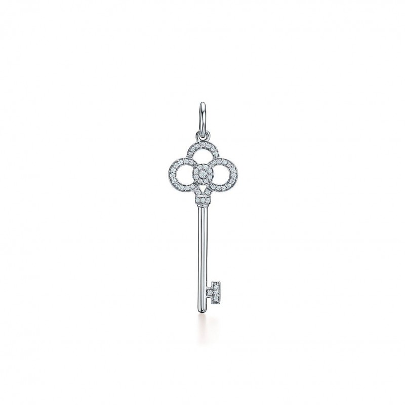 TIFFANY KEYS CROWN KEY IN WHITE GOLD WITH DIAMONDS, 1.5 TIFFANY KEYS CROWN KEY IN WHITE GOLD WITH DIAMONDS, 1.5
