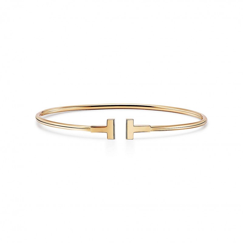 Tiffany T Narrow Wire Bracelet in 18k Gold