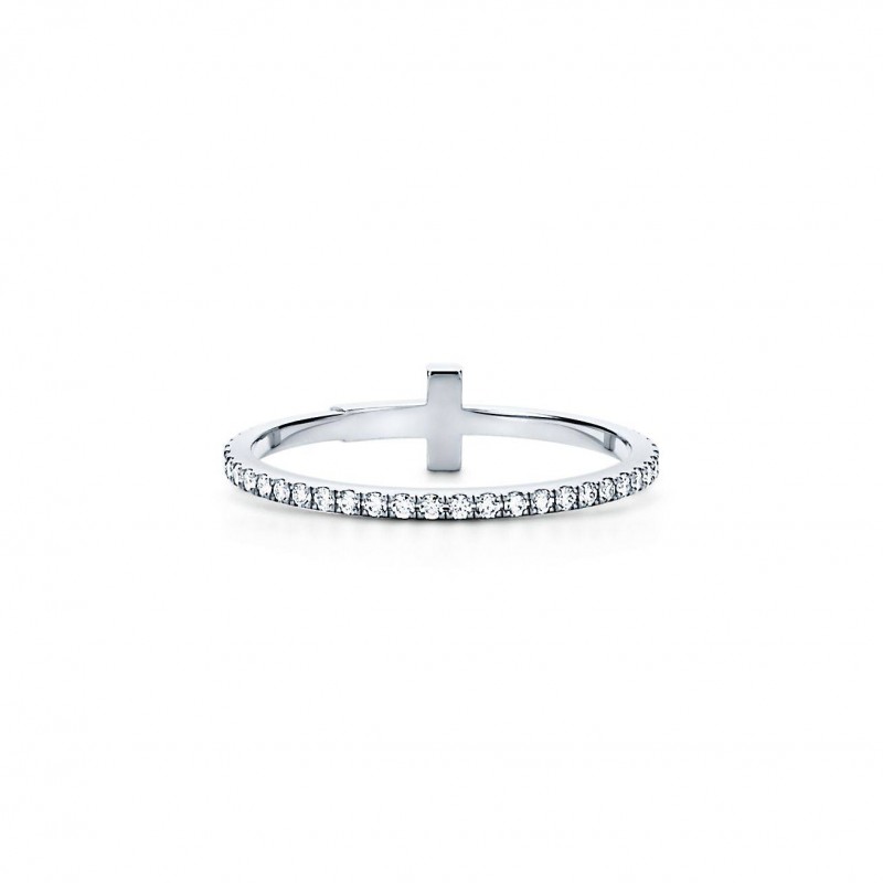 Tiffany T Diamond Wire Band Ring in 18k White Gold