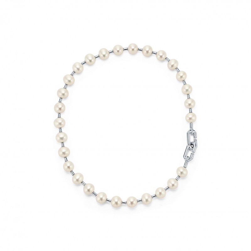 TIFFANY HARDWEAR FRESHWATER PEARL NECKLACE IN STERLING SILVER, 16