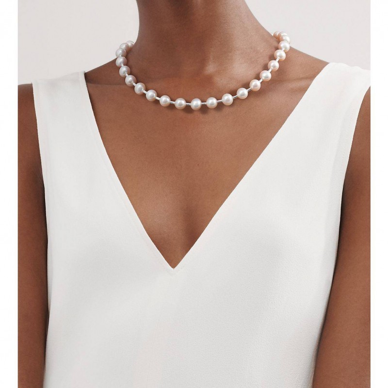 TIFFANY HARDWEAR FRESHWATER PEARL NECKLACE IN STERLING SILVER, 16