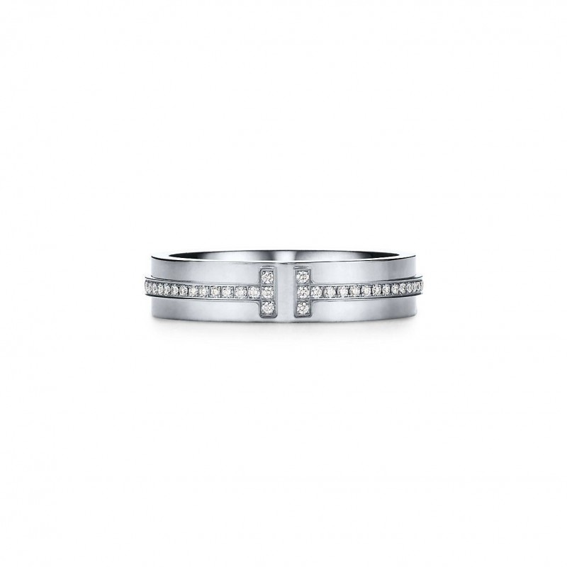 Tiffany T Narrow Diamond Ring in 18k White Gold