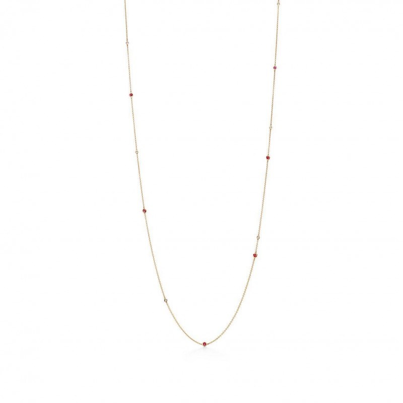 TIFFANY Elsa Peretti® Color by the Yard Sprinkle Necklace in Gold with Rubies and Diamonds