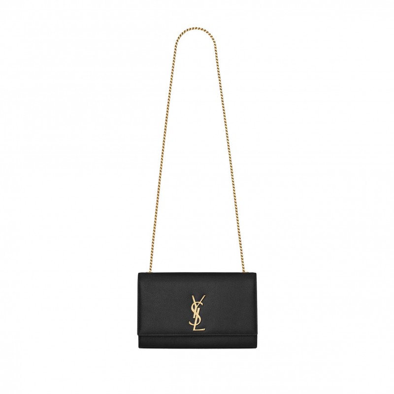 YSL KATE MEDIUM CHAIN BAG IN GRAIN DE POUDRE EMBOSSED LEATHER (24*14.5*5.5cm)