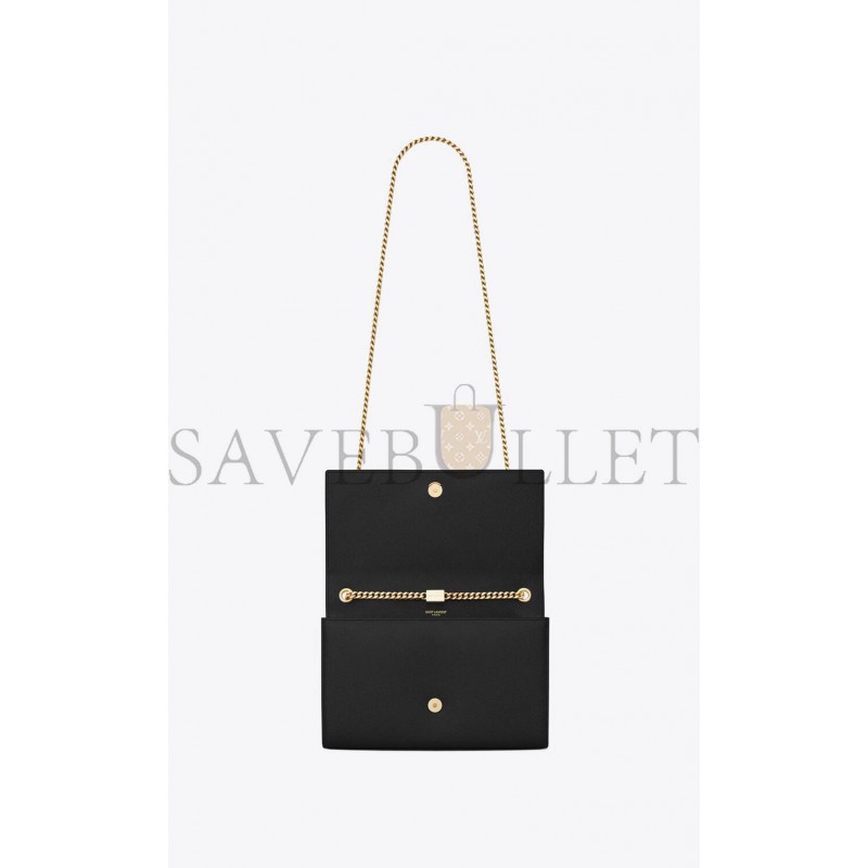 YSL KATE MEDIUM CHAIN BAG IN GRAIN DE POUDRE EMBOSSED LEATHER (24*14.5*5.5cm)