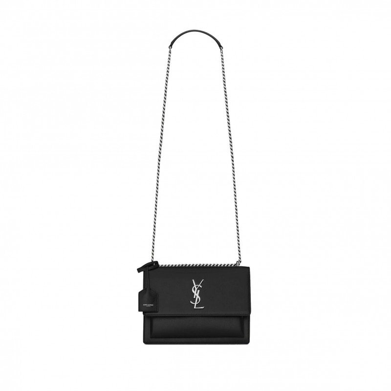 YSL SUNSET MEDIUM CHAIN BAG IN SMOOTH LEATHER 442906D420N1000 (22*16*6.5cm)