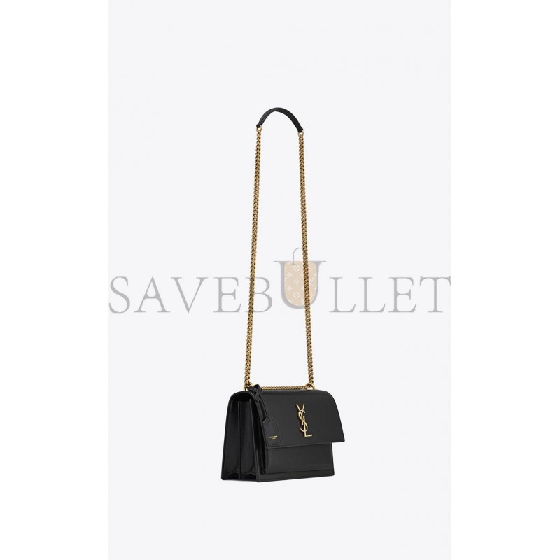 YSL SUNSET MEDIUM CHAIN BAG IN COATED BARK LEATHER 442906H3Z0W1000 (22*16*6.5cm)