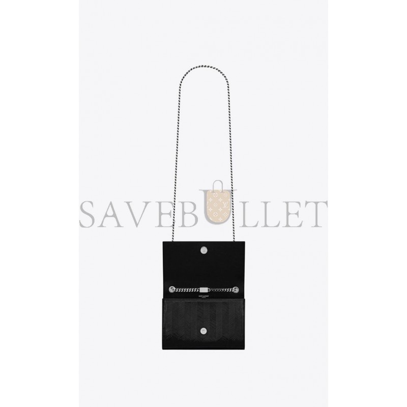 YSL KATE SMALL CHAIN BAG WITH TASSEL IN CHEVRON PATENT LEATHER 474366AAAWI1000 (20*12.5*5cm)