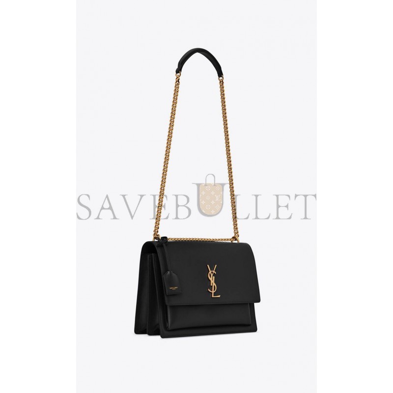 YSL SUNSET LARGE CHAIN BAG IN SMOOTH LEATHER 498779D420W1000 (27*18*8cm)