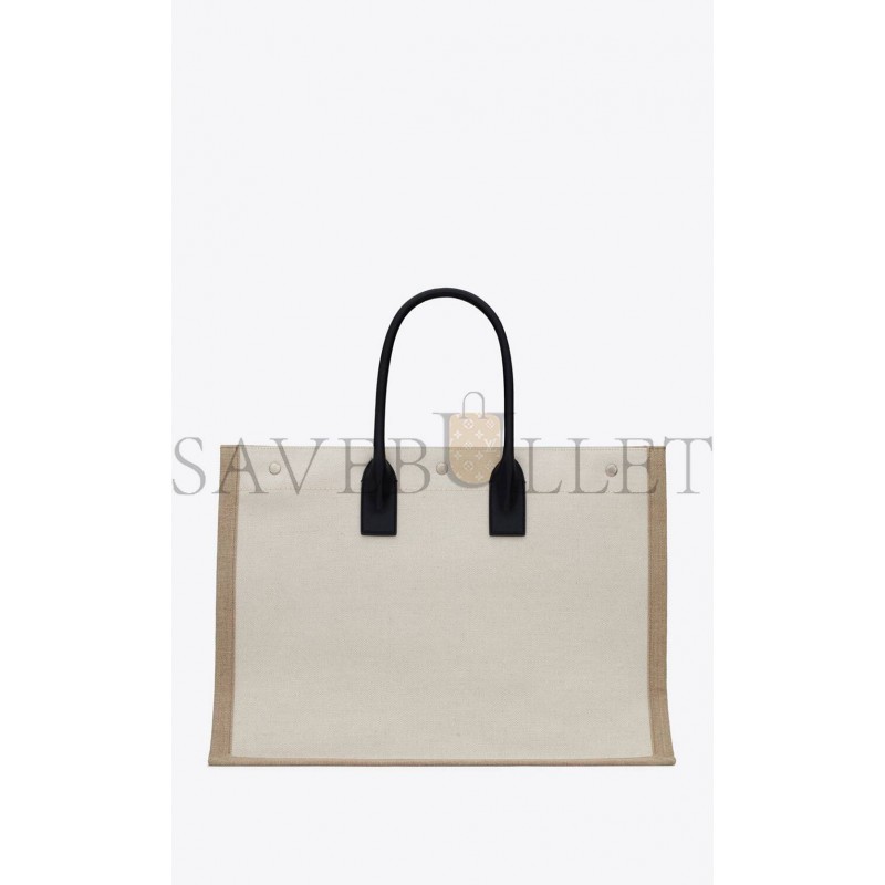 YSL RIVE GAUCHE TOTE BAG IN LINEN AND LEATHER 499290FAABR9054 (48*36*16cm)