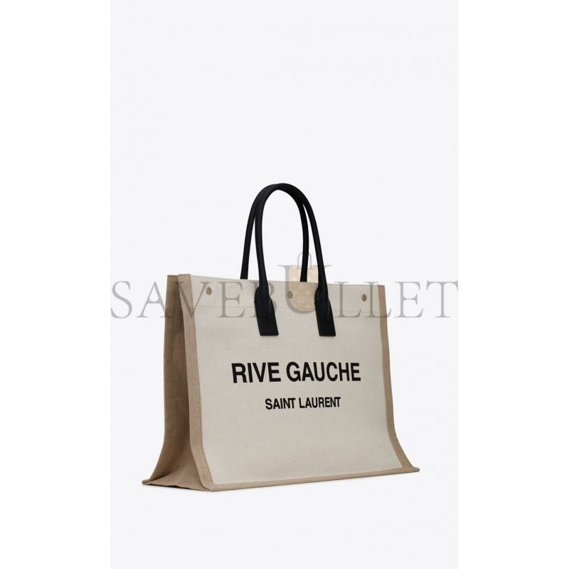 YSL RIVE GAUCHE TOTE BAG IN LINEN AND LEATHER 499290FAABR9054 (48*36*16cm)