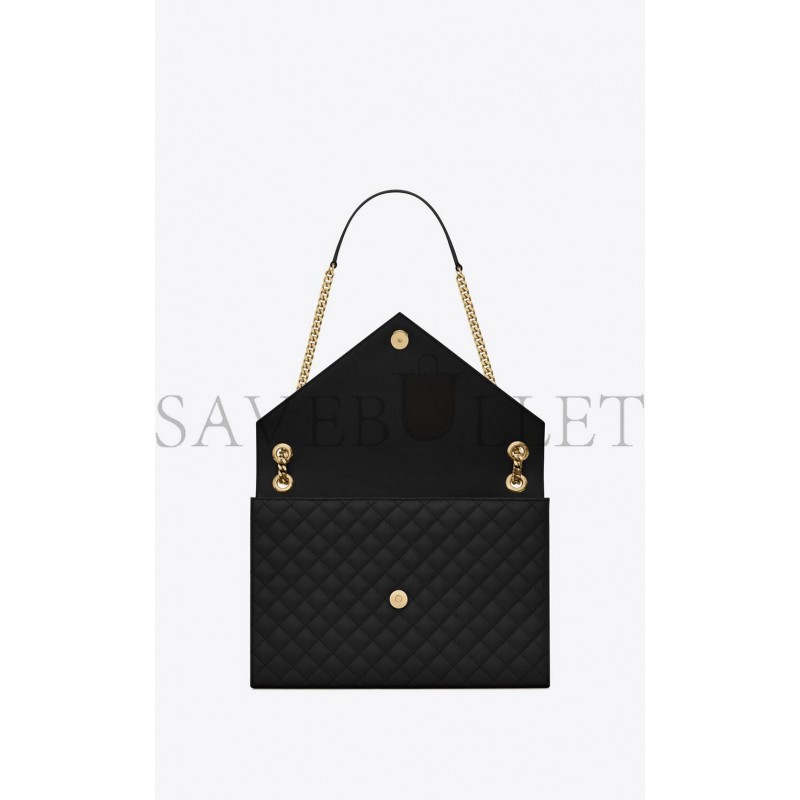 YSL ENVELOPE LARGE BAG IN MIX MATELASS&EACUTE; GRAIN DE POUDRE EMBOSSED LEATHER 600166BOW911000 (31*22*7.5cm)