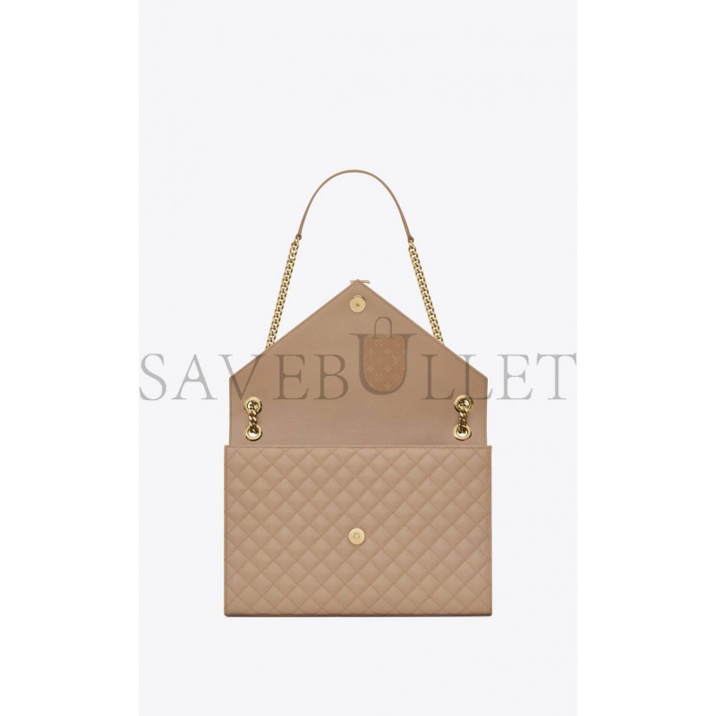 YSL ENVELOPE LARGE BAG IN MIX MATELASS&EACUTE; GRAIN DE POUDRE EMBOSSED LEATHER 600166BOW912721 (31*22*7.5cm)