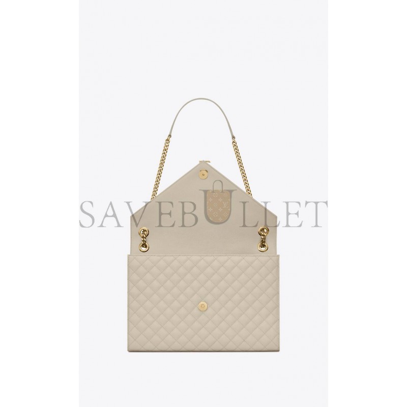 YSL ENVELOPE LARGE BAG IN MIX MATELASS&EACUTE; GRAIN DE POUDRE EMBOSSED LEATHER 600166BOW919207 (31*22*7.5cm)