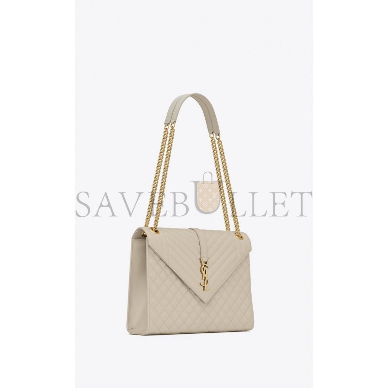 YSL ENVELOPE LARGE BAG IN MIX MATELASS&EACUTE; GRAIN DE POUDRE EMBOSSED LEATHER 600166BOW919207 (31*22*7.5cm)