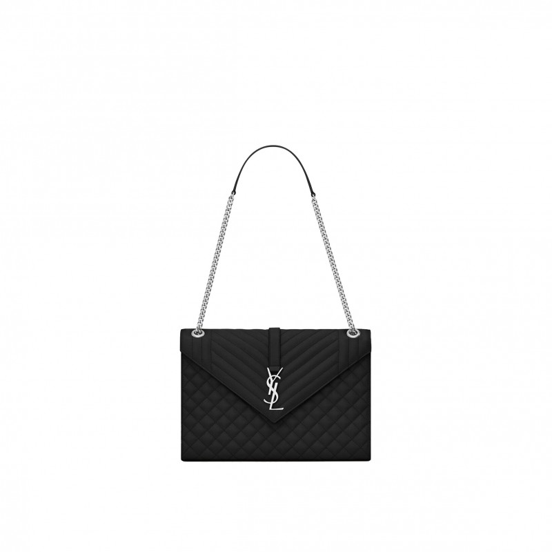 YSL ENVELOPE LARGE BAG IN MIX MATELASS&EACUTE; GRAIN DE POUDRE EMBOSSED LEATHER 600166BOW921000 (31*22*7.5cm)