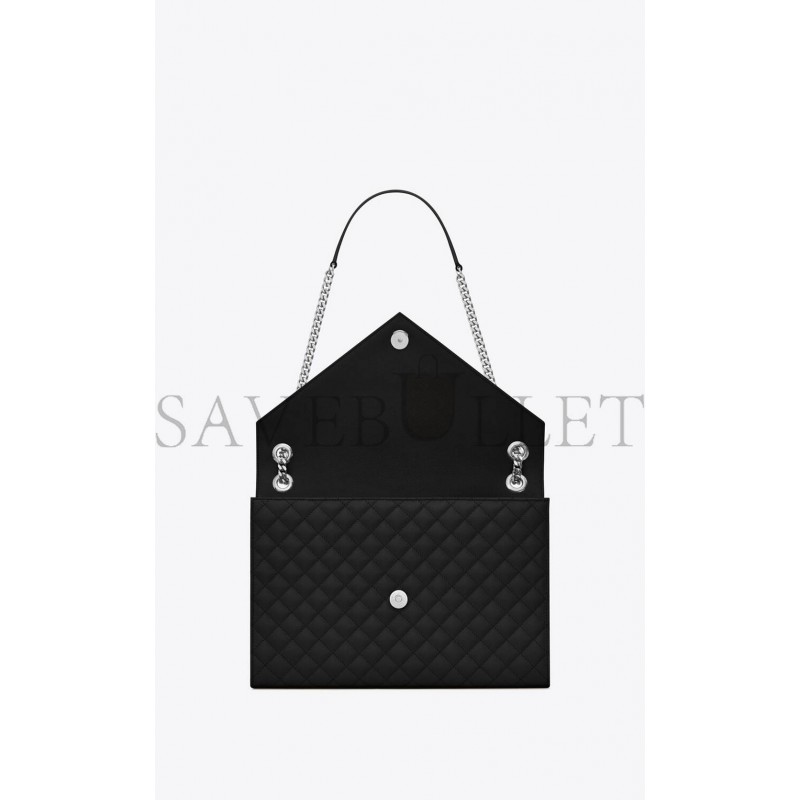 YSL ENVELOPE LARGE BAG IN MIX MATELASS&EACUTE; GRAIN DE POUDRE EMBOSSED LEATHER 600166BOW921000 (31*22*7.5cm)