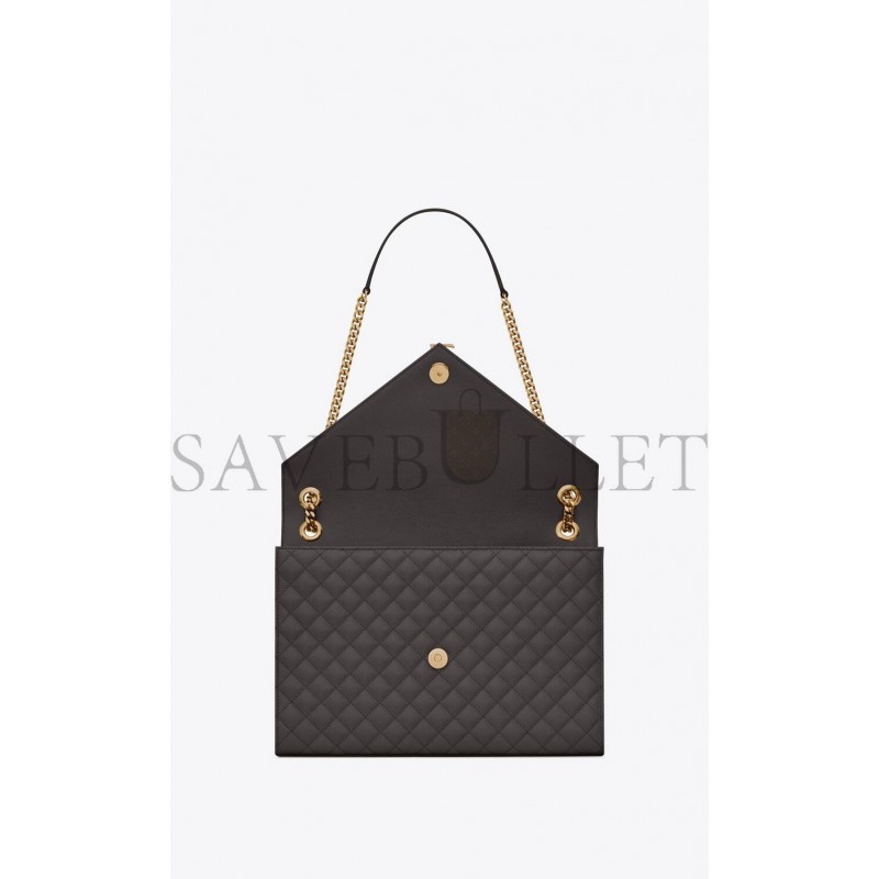 YSL ENVELOPPE LARGE BAG IN MIX MATELASS&EACUTE; GRAIN DE POUDRE EMBOSSED LEATHER 600166BOW971112 (31*22*7.5cm)