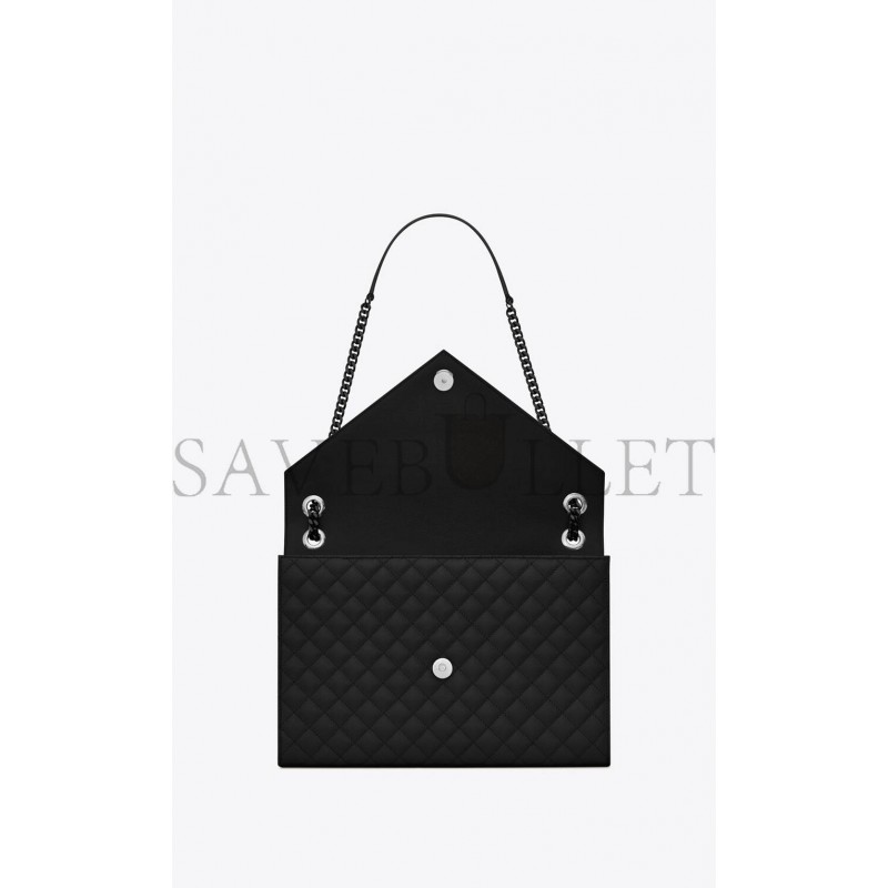 YSL ENVELOPE LARGE BAG IN MIX MATELASS&EACUTE; GRAIN DE POUDRE EMBOSSED LEATHER 600166BOW981000 (31*22*7.5cm)