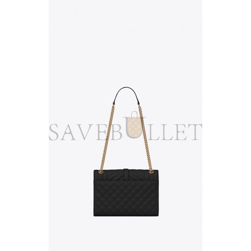 YSL ENVELOPE MEDIUM CHAIN BAG IN MIX MATELASS&EACUTE; GRAIN DE POUDRE EMBOSSED LEATHER 600185BOW911000 (24*17.5*6cm)