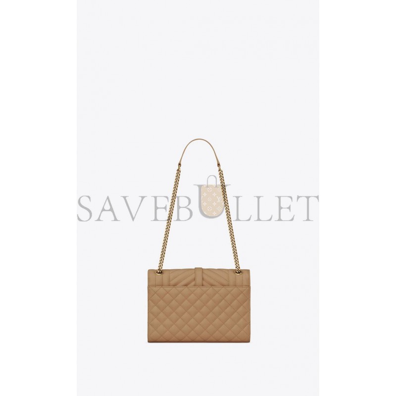 YSL ENVELOPE MEDIUM CHAIN BAG IN MIX MATELASS&EACUTE; GRAIN DE POUDRE EMBOSSED LEATHER 600185BOW912346 (24*17.5*6cm)