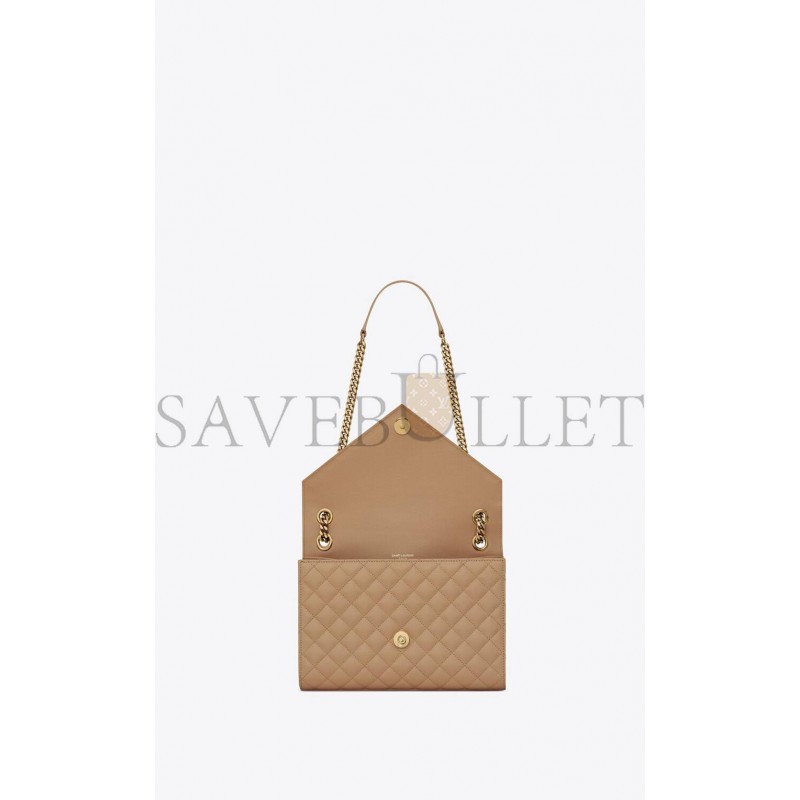 YSL ENVELOPE MEDIUM CHAIN BAG IN MIX MATELASS&EACUTE; GRAIN DE POUDRE EMBOSSED LEATHER 600185BOW912346 (24*17.5*6cm)