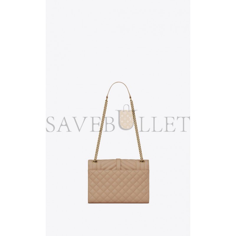 YSL ENVELOPE MEDIUM CHAIN BAG IN MIX MATELASS&EACUTE; GRAIN DE POUDRE EMBOSSED LEATHER 600185BOW912721 (24*17.5*6cm)