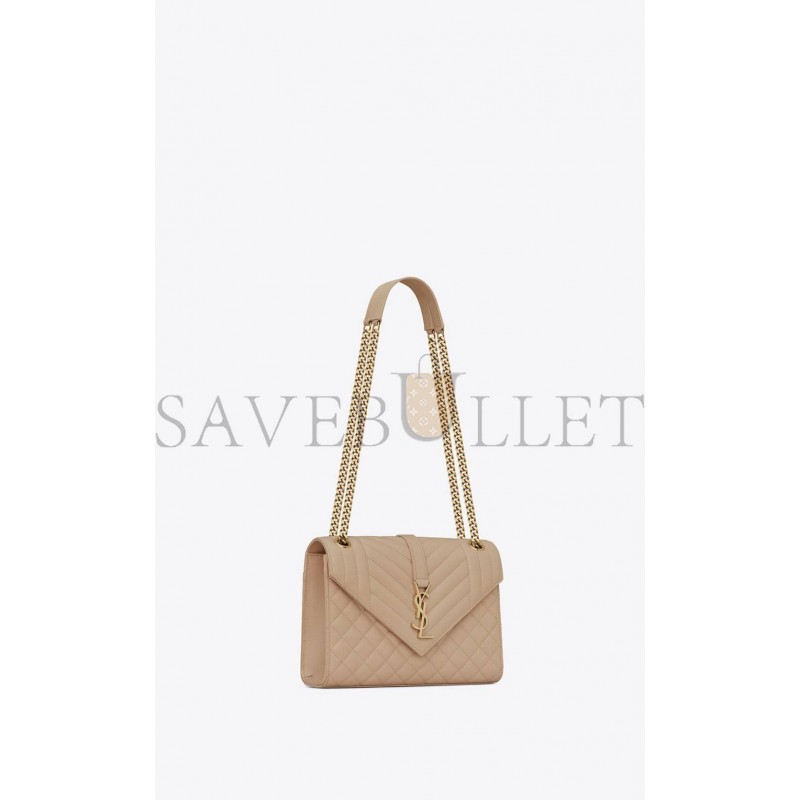 YSL ENVELOPE MEDIUM CHAIN BAG IN MIX MATELASS&EACUTE; GRAIN DE POUDRE EMBOSSED LEATHER 600185BOW912721 (24*17.5*6cm)