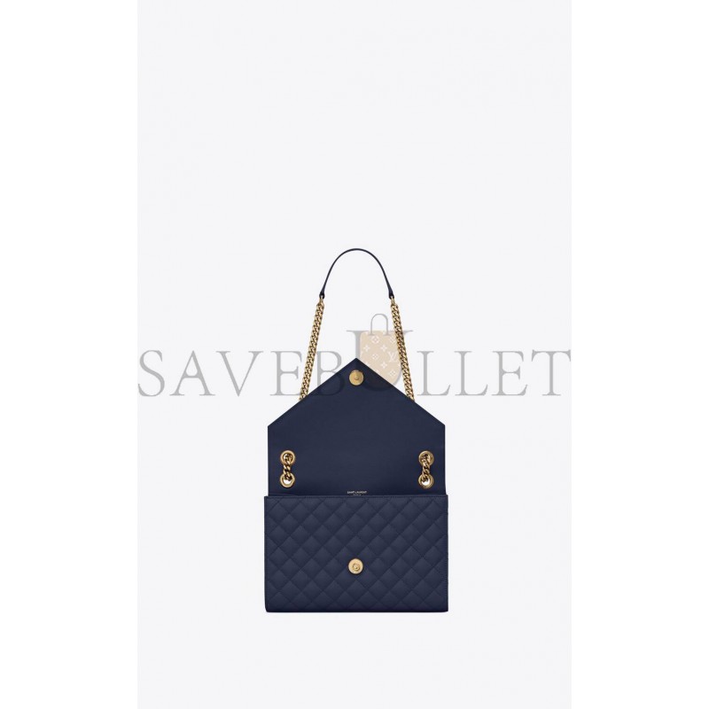 YSL ENVELOPE MEDIUM CHAIN BAG IN MIX MATELASS&EACUTE; GRAIN DE POUDRE EMBOSSED LEATHER 600185BOW914147 (24*17.5*6cm)