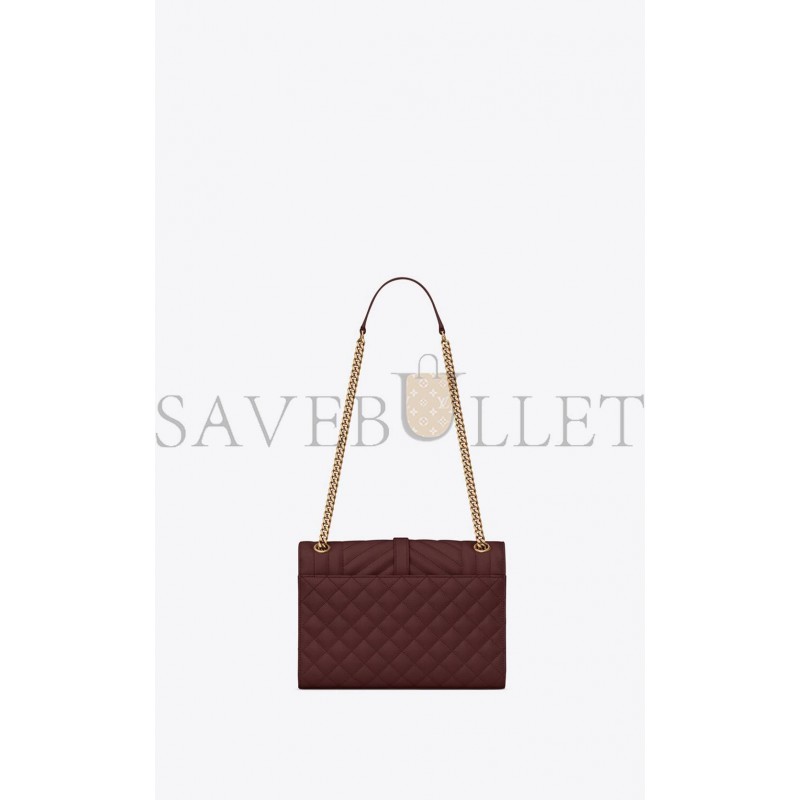 YSL ENVELOPE MEDIUM CHAIN BAG IN MIX MATELASS&EACUTE; GRAIN DE POUDRE EMBOSSED LEATHER 600185BOW916475 (24*17.5*6cm)