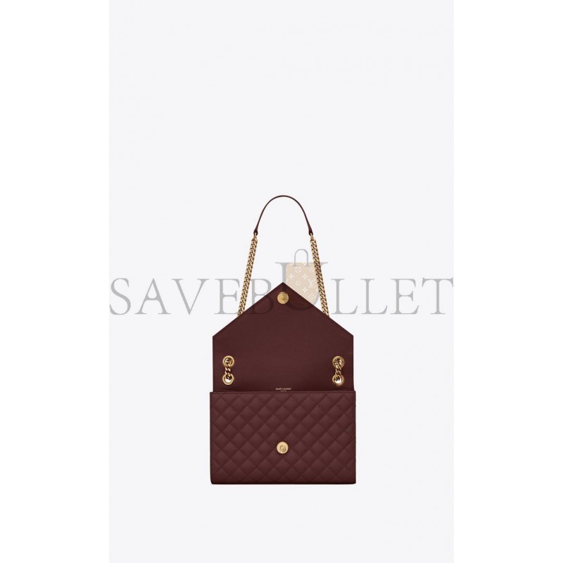 YSL ENVELOPE MEDIUM CHAIN BAG IN MIX MATELASS&EACUTE; GRAIN DE POUDRE EMBOSSED LEATHER 600185BOW916475 (24*17.5*6cm)