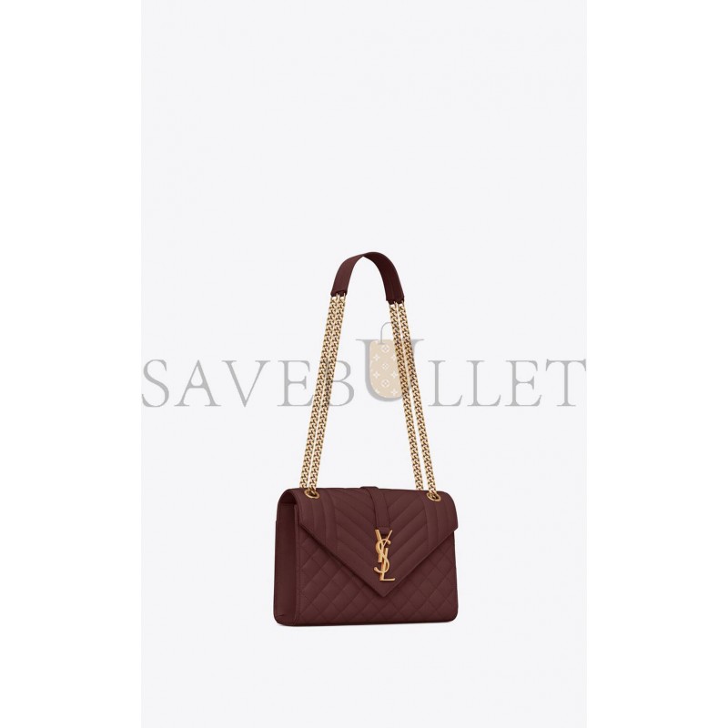 YSL ENVELOPE MEDIUM CHAIN BAG IN MIX MATELASS&EACUTE; GRAIN DE POUDRE EMBOSSED LEATHER 600185BOW916475 (24*17.5*6cm)