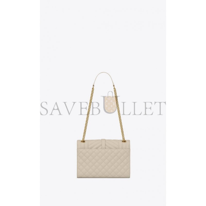 YSL ENVELOPE MEDIUM CHAIN BAG IN MIX MATELASS&EACUTE; GRAIN DE POUDRE EMBOSSED LEATHER 600185BOW919207 (24*17.5*6cm)