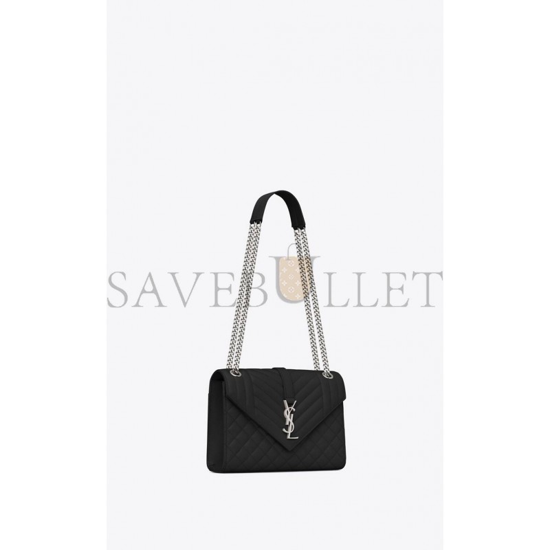 YSL ENVELOPE MEDIUM CHAIN BAG IN MIX MATELASS&EACUTE; GRAIN DE POUDRE EMBOSSED LEATHER 600185BOW921000 (24*17.5*6cm)