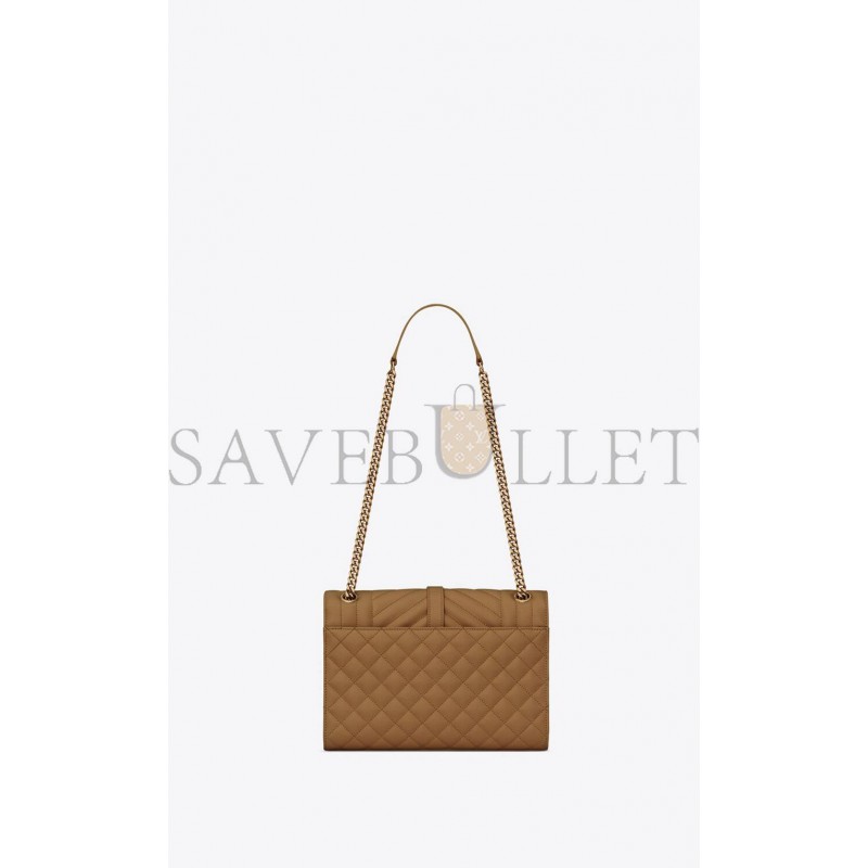 YSL ENVELOPE MEDIUM CHAIN BAG IN MIX MATELASS&EACUTE; GRAIN DE POUDRE EMBOSSED LEATHER 600185BOW973334 (24*17.5*6cm)