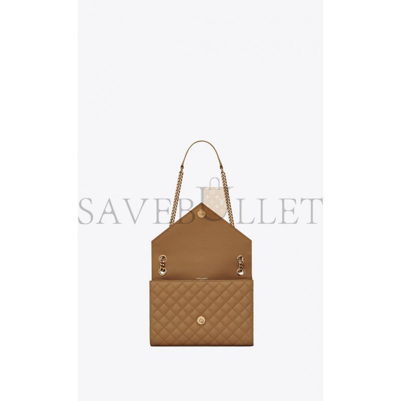 YSL ENVELOPE MEDIUM CHAIN BAG IN MIX MATELASS&EACUTE; GRAIN DE POUDRE EMBOSSED LEATHER 600185BOW973334 (24*17.5*6cm)