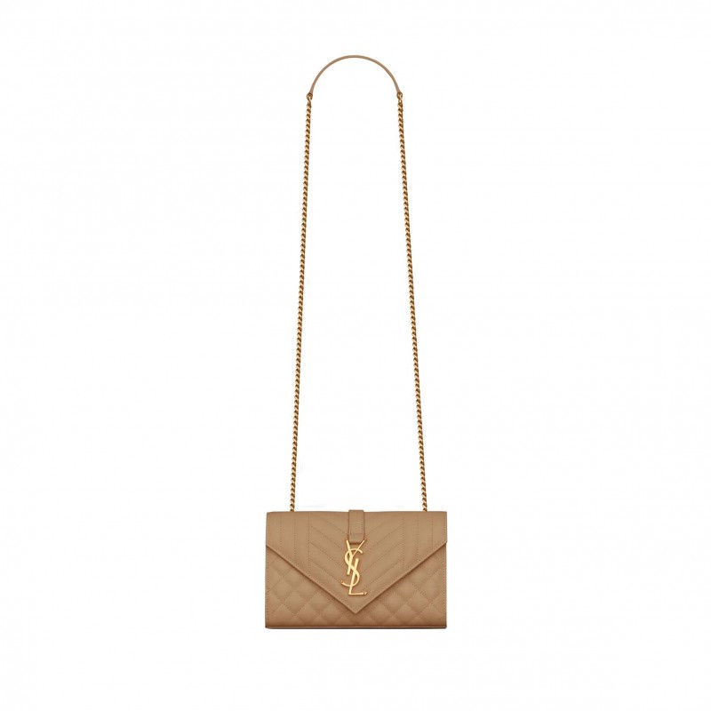 YSL ENVELOPE SMALL BAG IN MIX MATELASS&EACUTE; GRAIN DE POUDRE EMBOSSED LEATHER 600195BOW912346 (21*13*6cm)