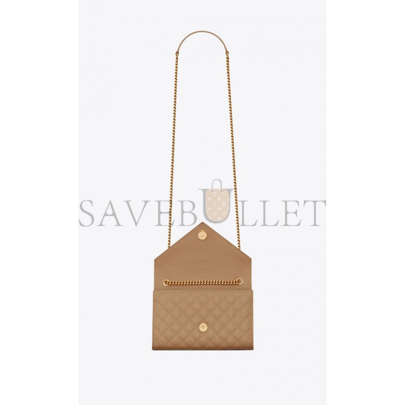 YSL ENVELOPE SMALL BAG IN MIX MATELASS&EACUTE; GRAIN DE POUDRE EMBOSSED LEATHER 600195BOW912346 (21*13*6cm)