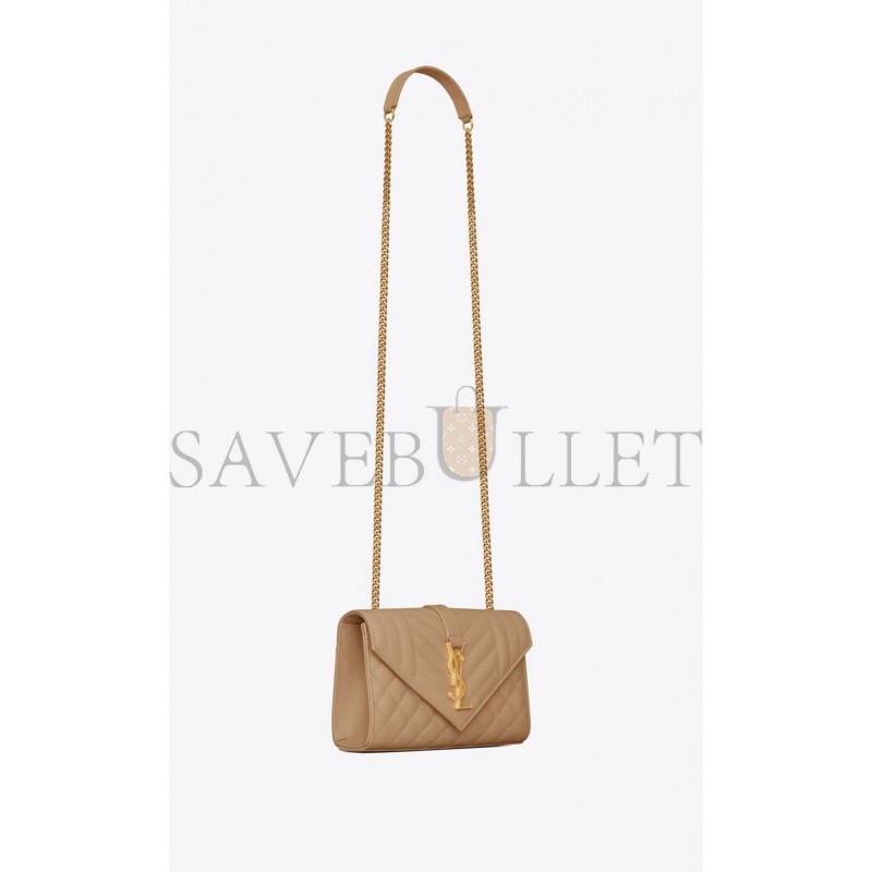 YSL ENVELOPE SMALL BAG IN MIX MATELASS&EACUTE; GRAIN DE POUDRE EMBOSSED LEATHER 600195BOW912346 (21*13*6cm)