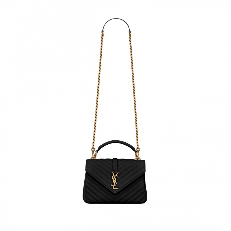 YSL COLLEGE MEDIUM CHAIN BAG IN QUILTED LEATHER 600279BRM071000 (24*17*6.5cm)