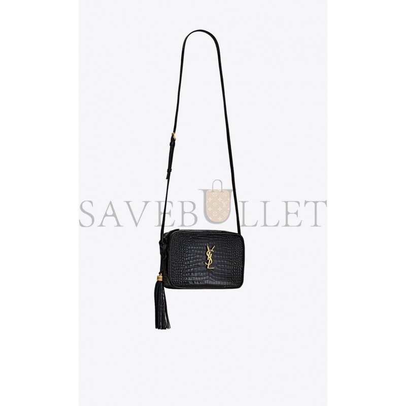 YSL LOU CAMERA BAG IN CROCODILE-EMBOSSED SHINY LEATHER 612542DND0W1000 (23*16*6cm)