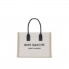 YSL RIVE GAUCHE SMALL TOTE BAG IN LINEN AND LEATHER 617481FAABR9054 (39*31*18cm)