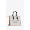 YSL RIVE GAUCHE SMALL TOTE BAG IN LINEN AND LEATHER 617481FAABR9054 (39*31*18cm)