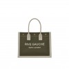 YSL RIVE GAUCHE SMALL TOTE BAG IN LINEN AND LEATHER 617481FAADI3281 (39*31*18cm)