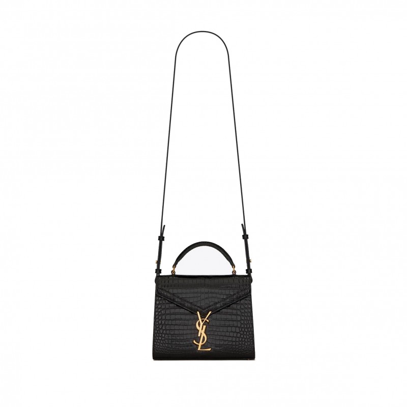 YSL CASSANDRA MINI TOP HANDLE BAG IN CROCODILE-EMBOSSED SHINY LEATHER 623930DND0J1000 (20*16*7.5cm)