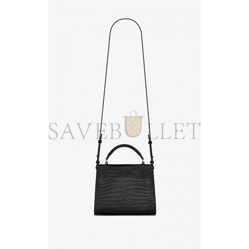 YSL CASSANDRA MINI TOP HANDLE BAG IN CROCODILE-EMBOSSED SHINY LEATHER 623930DND0J1000 (20*16*7.5cm)