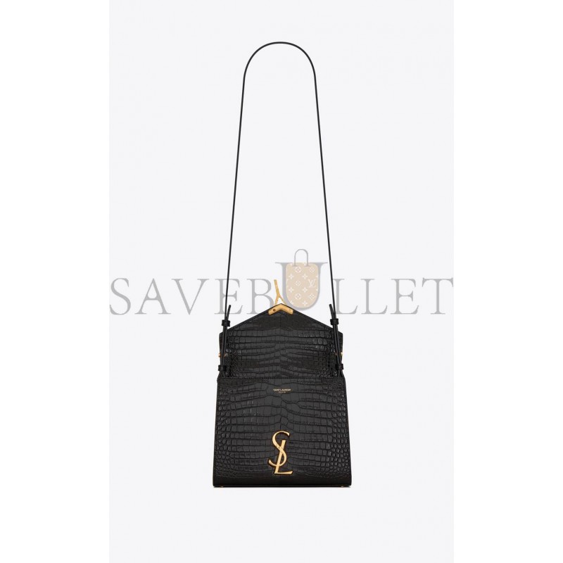 YSL CASSANDRA MINI TOP HANDLE BAG IN CROCODILE-EMBOSSED SHINY LEATHER 623930DND0J1000 (20*16*7.5cm)