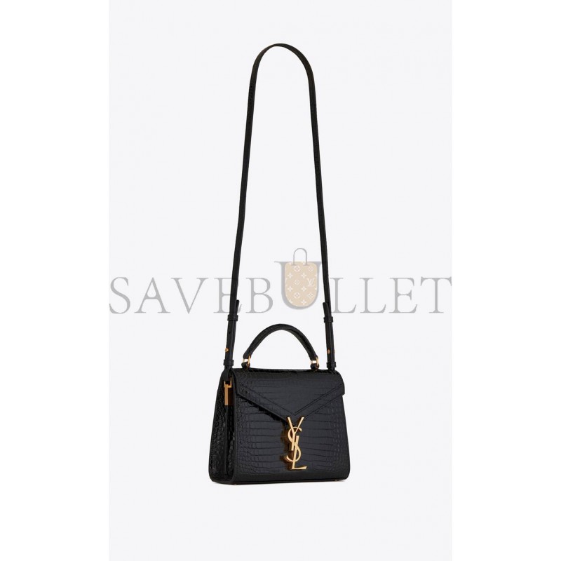 YSL CASSANDRA MINI TOP HANDLE BAG IN CROCODILE-EMBOSSED SHINY LEATHER 623930DND0J1000 (20*16*7.5cm)