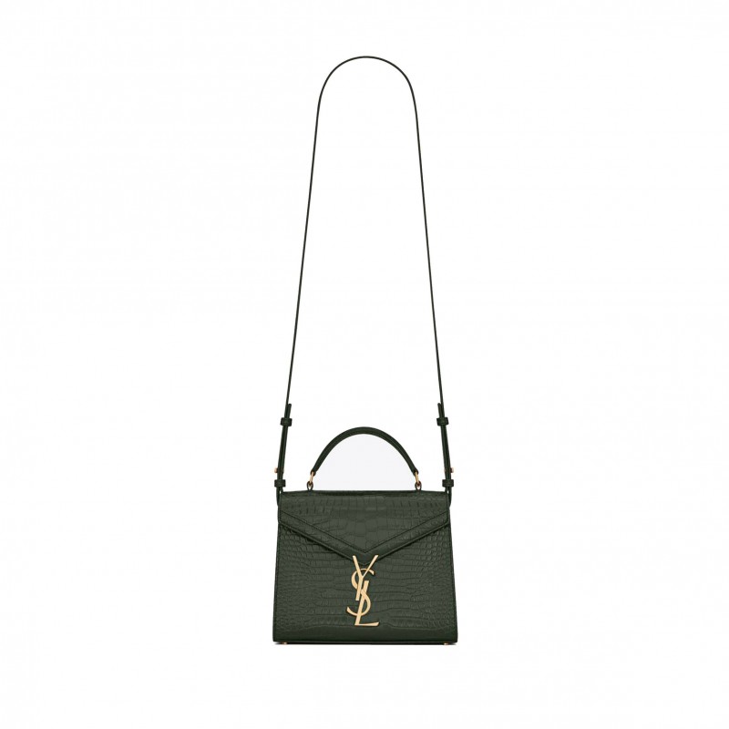 YSL CASSANDRA MINI TOP HANDLE BAG IN CROCODILE-EMBOSSED SHINY LEATHER 623930DND0J3144 (20*16*7.5cm)