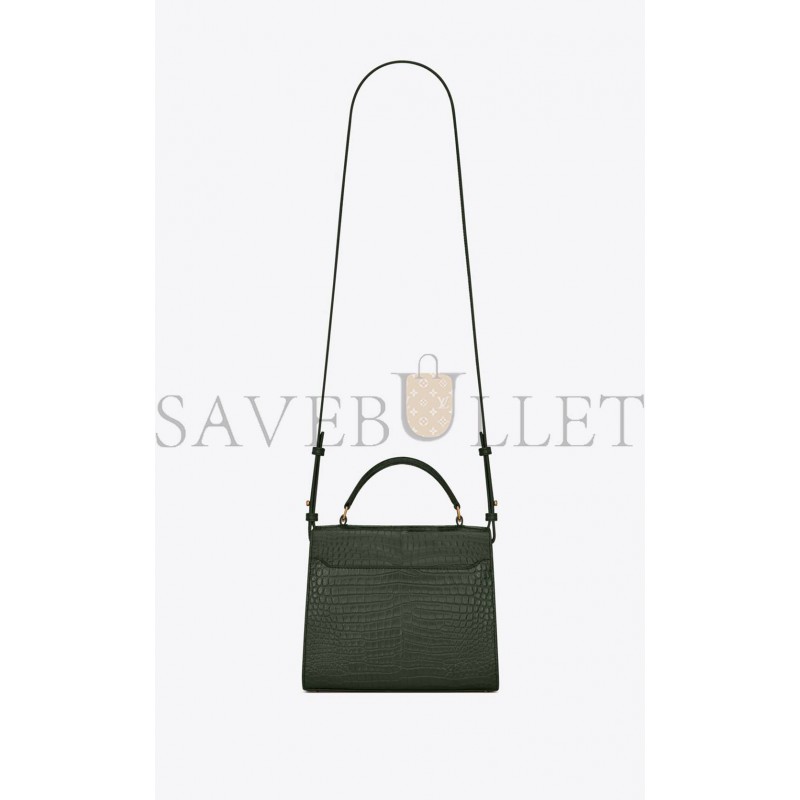 YSL CASSANDRA MINI TOP HANDLE BAG IN CROCODILE-EMBOSSED SHINY LEATHER 623930DND0J3144 (20*16*7.5cm)